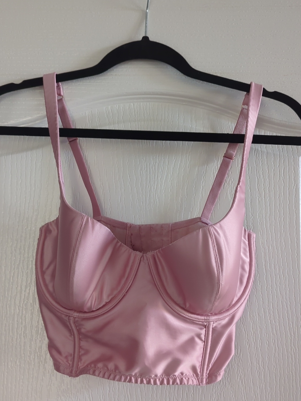 Victoria's Secret Pink Satin Longline Underwire Bra Top